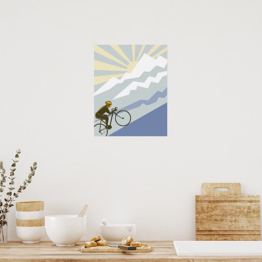 Uphill Cyclist Illustration Poster (Küche)