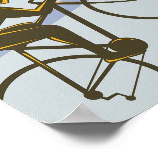 Uphill Cyclist Illustration Poster (Ecke)
