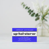 Upholsterer Bold Blue und White Visitenkarte (Stehend Vorderseite)