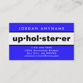 Upholsterer Bold Blue und White Visitenkarte (Vorderseite)