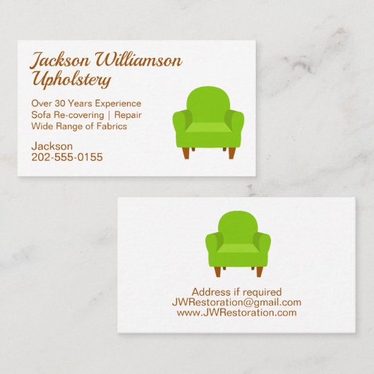 Upholstermöbel Visitenkarte (Vorne/Hinten)