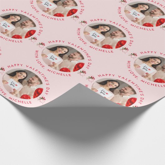 Upload Bild Custom Foto Happy Valentine Day Geschenkpapier (Ecke)