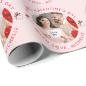 Upload Bild Custom Foto Happy Valentine Day Geschenkpapier (Rolleneckpunkt)