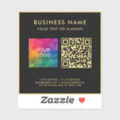 Upload Business Logo Black & Gold Elegant QR Code Aufkleber (Blatt)
