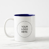 Upload Business Logo Navy Blue White Template Zweifarbige Tasse (Links)