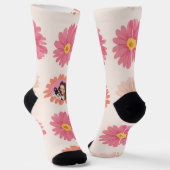 Upload Custom Pet Photo Floral Gift for Dog Mom Socken (Gewinkelt)