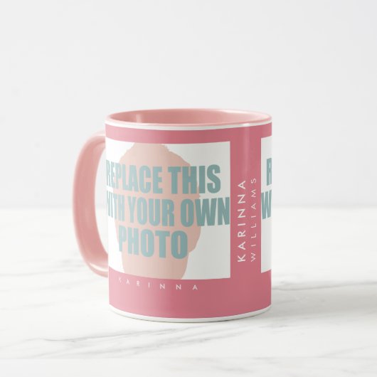 Upload & Erstellen von rosa Foto_Tasse mit Namen Tasse (Vorderseite Links)