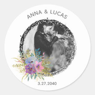 *~* UPLOAD FOTO Hochzeitsjungfühmung Envelop Siege Runder Aufkleber