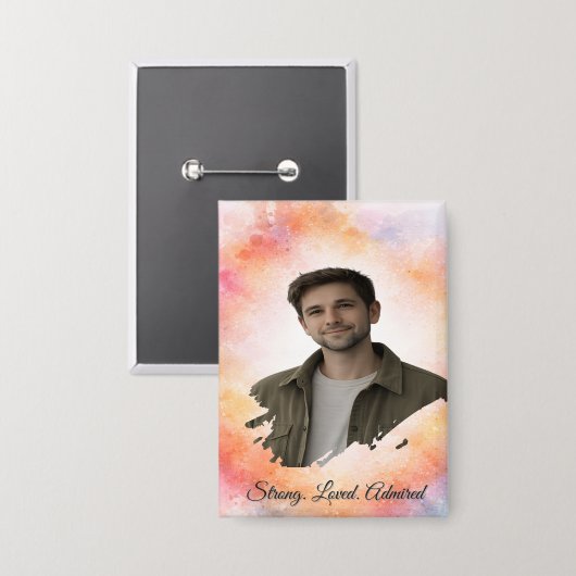 Upload His Photo- Personalized Custom Gift for Him Button (Vorderseite/Rückseite)
