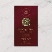 Upload Logo Here Custom QR Code Gold Text Font Visitenkarte (Rückseite)