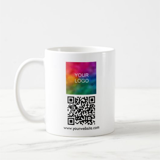 Upload Logo Sleek Template Scannable QR Code Kaffeetasse (Links)