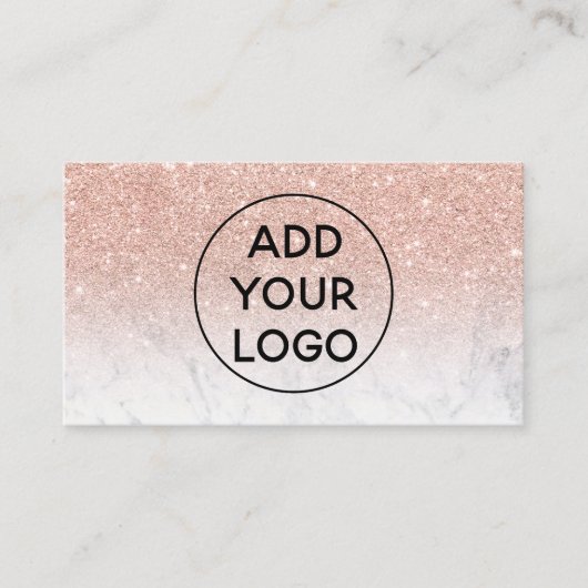 upload logo typography marble rose gold glitter visitenkarte (Vorderseite)