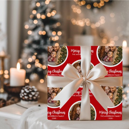 Upload Picture Personalized Photo & text Christmas Geschenkpapier