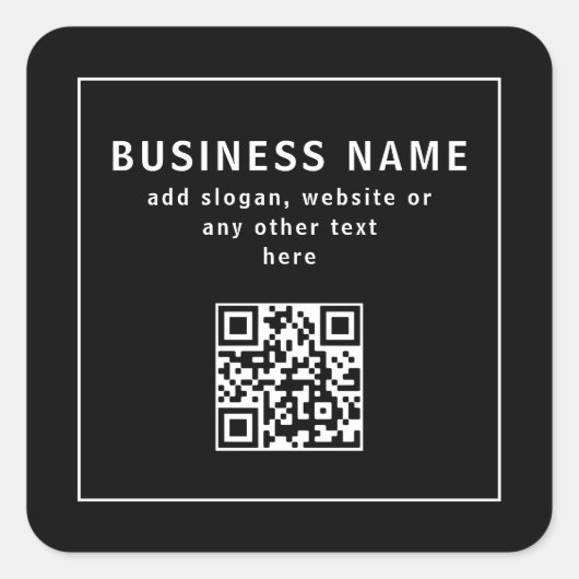 Upload QR code or Logo | Modern Black Quadratischer Aufkleber (Vorderseite)