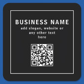 Upload QR code or Logo | Modern Black Quadratischer Aufkleber
