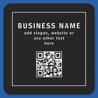 Upload QR code or Logo | Modern Black Quadratischer Aufkleber