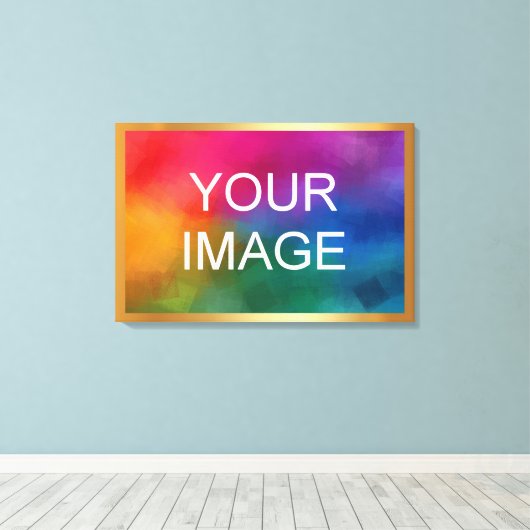 Upload Your Image Photo Logo on Gold Background Leinwanddruck (Insitu (Holzboden))