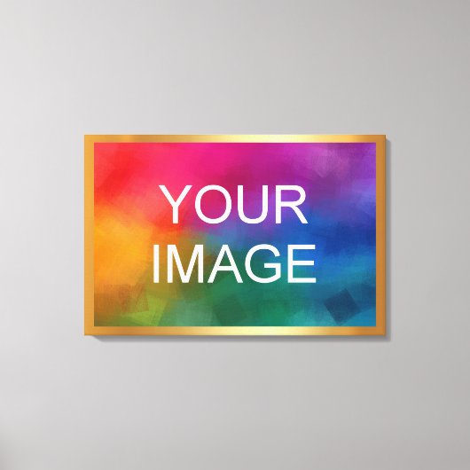 Upload Your Image Photo Logo on Gold Background Leinwanddruck (Vorderseite)