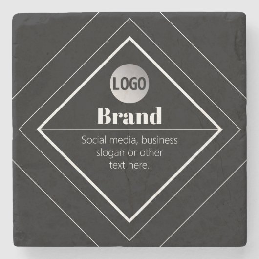 Upload Your Logo & Customizable Text Design Steinuntersetzer (Vorderseite)