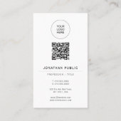 Upload Your Logo Modern Elegant Template QR Code Visitenkarte (Rückseite)