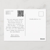 Upload Your Own Design Custom Text QR Code Postkarte (Rückseite)