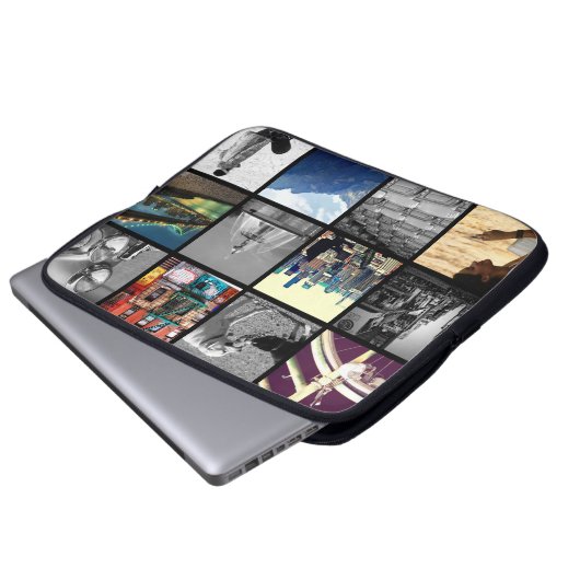 Upload-your-own-Foto Collage Notebook-Sieb Laptopschutzhülle (Vorne Knopf)