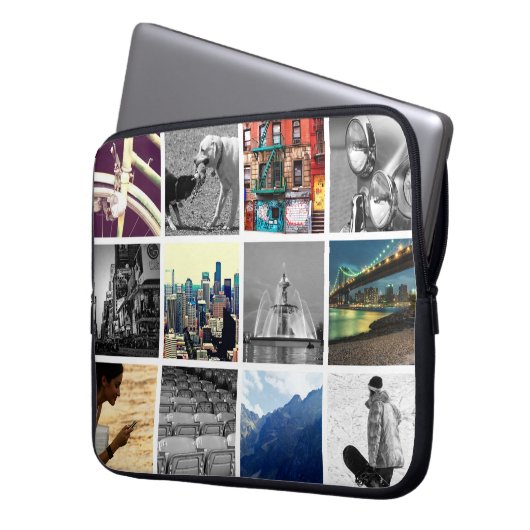 Upload-your-own-Foto Collage Notebook-Sieb Laptopschutzhülle (Vorderseite Links)
