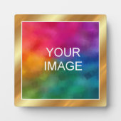 Upload Your Photo Image Logo Gold Easel Template Fotoplatte (Vorderseite)