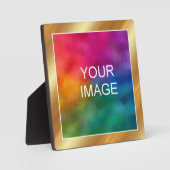 Upload Your Photo Image Logo Gold Easel Template Fotoplatte (Vorderseite)