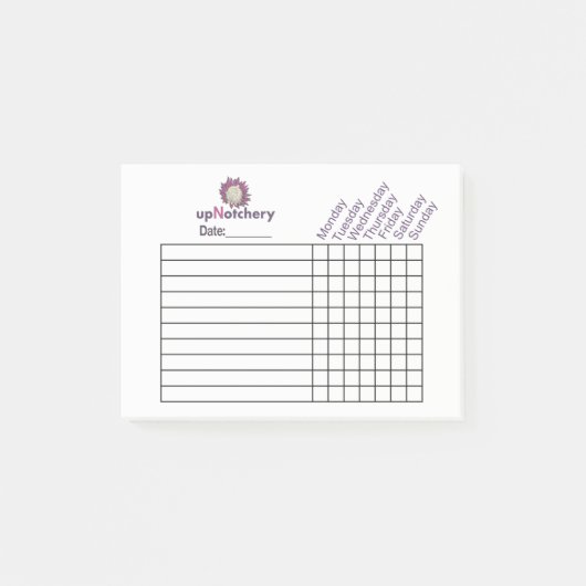 upNotchery wöchentlicher Verfolger Post-it Klebezettel (Vorderseite)