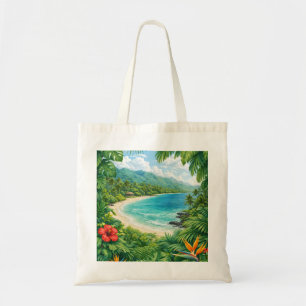 Upolu Samoa Tropischer Strand, Hibiskus und Dschun Tragetasche