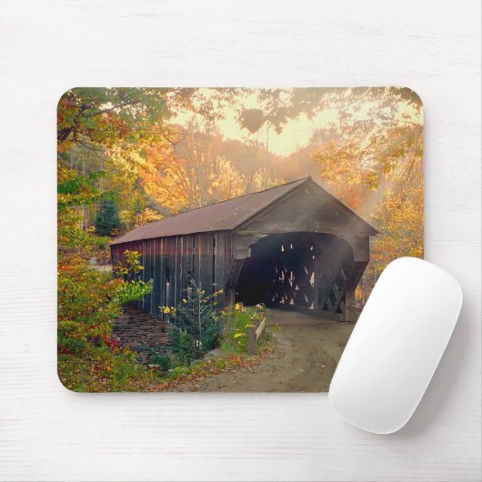 Upper Falls Covered Bridge Vermont Mousepad (Mit Mouse)