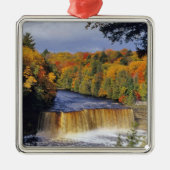 Upper Tahquamenon Falls in UP Michigan im Herbst Silbernes Ornament (Vorne)