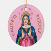 Upper Torso of the BVM on Pink Gaudete Advent Keramik Ornament (Links)