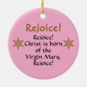 Upper Torso of the BVM on Pink Gaudete Advent Keramik Ornament (Hinten)