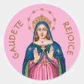 Upper Torso of the BVM on Pink Gaudete Advent Runder Aufkleber (Vorderseite)