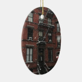 Upper West Side Brownstone Fire Escape NYC Schnee Keramik Ornament (Rechts)