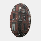 Upper West Side Brownstone Fire Escape NYC Schnee Keramik Ornament (Links)