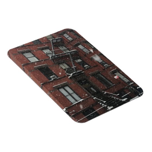 Upper West Side Brownstone Fire Escape NYC Schnee Magnet (Rechte Seite)