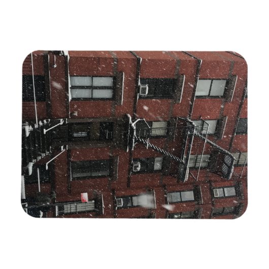 Upper West Side Brownstone Fire Escape NYC Schnee Magnet (Horizontal)