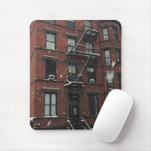 Upper West Side Brownstone Fire Escape NYC Schnee Mousepad (Mit Mouse)