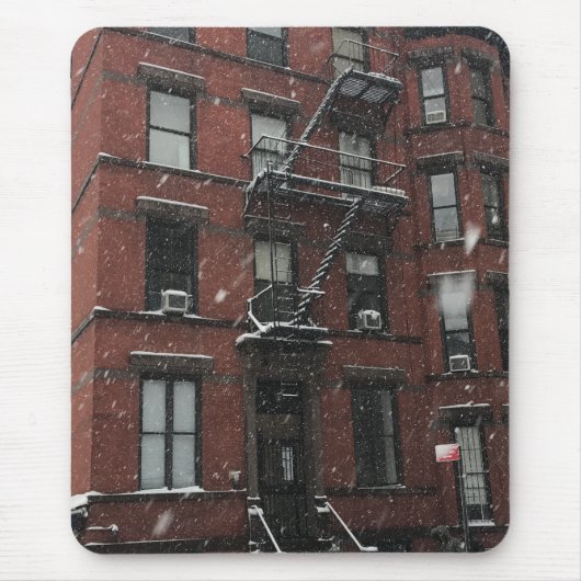 Upper West Side Brownstone Fire Escape NYC Schnee Mousepad (Vorne)