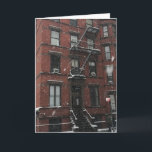Upper West Side Fire Escape NYC New York Winter Feiertagskarte<br><div class="desc">Die Karte zeigt ein originelles Farbfoto eines Feuerausbruchs auf einem Upper West Side Gebäude im Schnee, New York City, NYC. Sehen Sie nicht, wonach Sie suchen? Brauchen Sie Hilfe bei der Anpassung? Klicken Sie auf "rebeccaheartsny" (obere rechte Ecke) und dann auf "Kontakt mit diesem Designer", um etwas für Sie kreiert...</div>