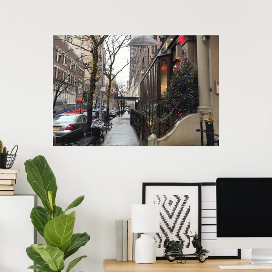Upper West Side NYC Snow Christmas Lights New York Poster (Heimbüro)