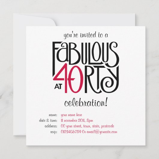 üppig bei 40 rot einladung (Vorderseite)