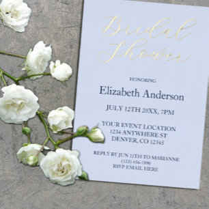 Üppige blaue Babyparty zur Hochzeit Folieneinladung