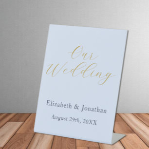 Üppige blaue Hochzeit Sockelschild
