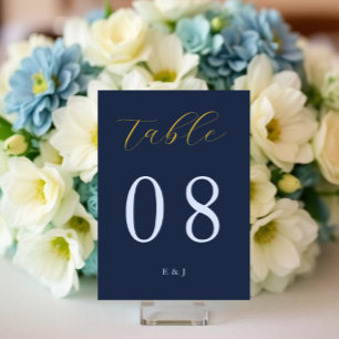 Üppige blaue Hochzeit Tischnummer