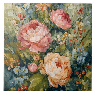 Üppige blühende Blumenanordnung Fliese