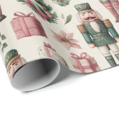 Üppige Blumen mit Weihnachtsnussknacker Geschenkpapier (Rolleneckpunkt)